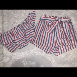 Super cute red, white and blue two piece set.